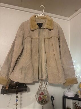 Y2K Cottagecore Patchwork Genuine Suede Leather Jacket with Faux Fur Collar